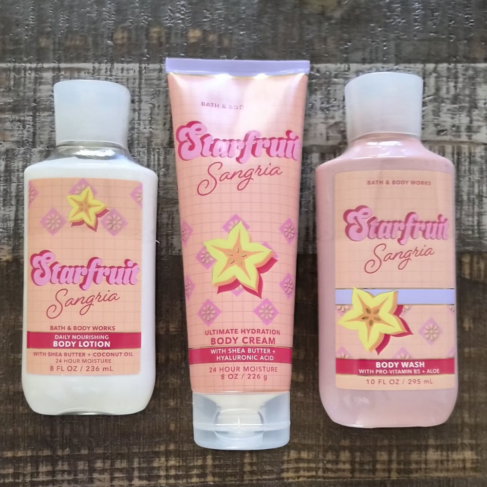 Bath & Body Works Bundle ~ STARFRUIT SANGRIA ~ Hyaluronic Acid 24hr BRAND NEW!!